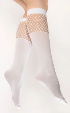 TB Antimatter Fishnet Socks | White Clothing