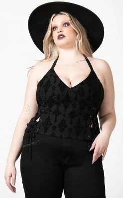 Killstar Aria Flocked Halter Top