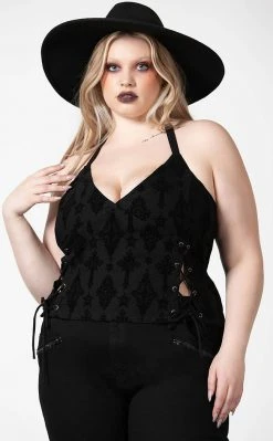 Killstar Aria Flocked Halter Top