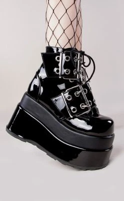 Demonia Shoes BEAR-104 Black Patent Platform Boots