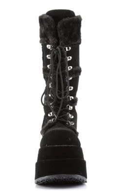 Demonia BEAR-202 Black Suede Knee-High Boots (Au Stock) Shoes