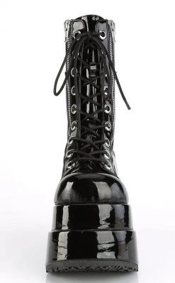 Demonia BEAR-265 Black Patent Platform Boots Shoes