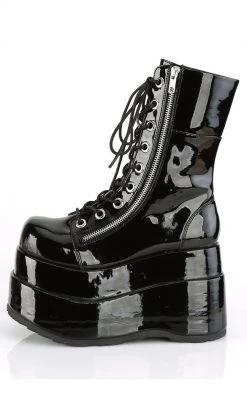 Demonia BEAR-265 Black Patent Platform Boots Shoes