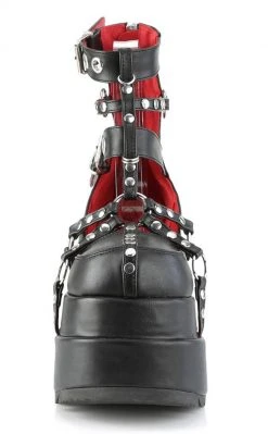 Demonia BEAR-28 Black Platform Cage Booties Shoes
