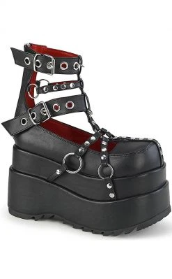 Demonia BEAR-28 Black Platform Cage Booties Shoes