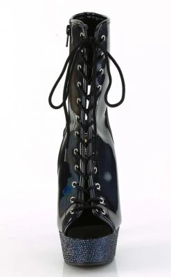 Pleaser Pole Shoes BEJEWELED-1016-6 Black Holo/Midnight Rhinestone Boots