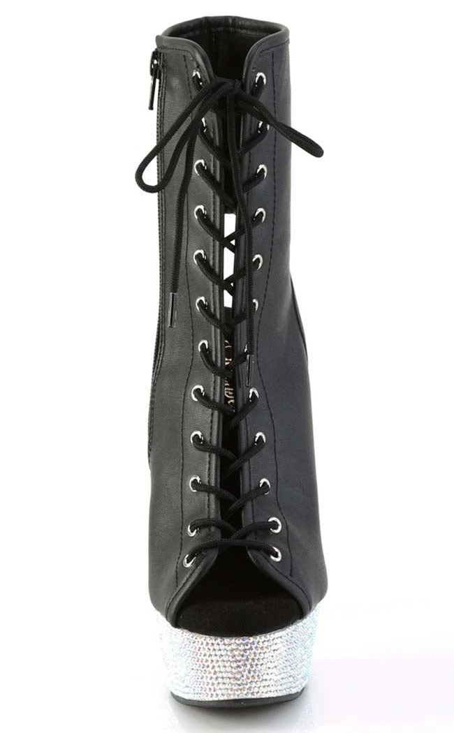 Pleaser BEJEWELED-1016-6 Black Matte/Silver Rhinestone Boots Pole Shoes 4 Pleaser BEJEWELED-1016-6 Black Matte/Silver Rhinestone Boots Pole Shoes