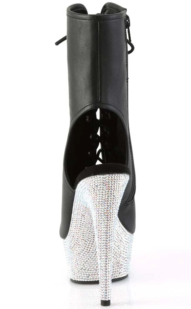 Pleaser BEJEWELED-1016-6 Black Matte/Silver Rhinestone Boots Pole Shoes 6 Pleaser BEJEWELED-1016-6 Black Matte/Silver Rhinestone Boots Pole Shoes