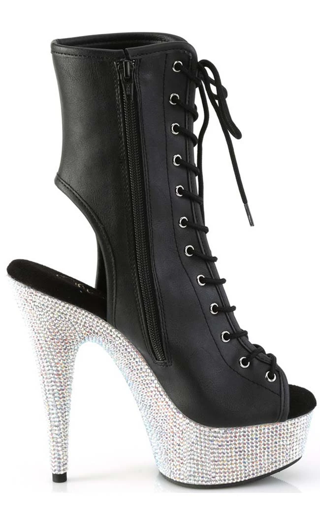 Pleaser BEJEWELED-1016-6 Black Matte/Silver Rhinestone Boots Pole Shoes 7 Pleaser BEJEWELED-1016-6 Black Matte/Silver Rhinestone Boots Pole Shoes