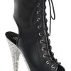 Pleaser BEJEWELED-1016-6 Black Matte/Silver Rhinestone Boots Pole Shoes