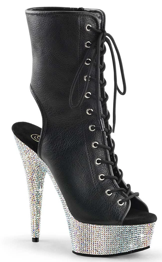 Pleaser BEJEWELED-1016-6 Black Matte/Silver Rhinestone Boots Pole Shoes 3 Pleaser BEJEWELED-1016-6 Black Matte/Silver Rhinestone Boots Pole Shoes
