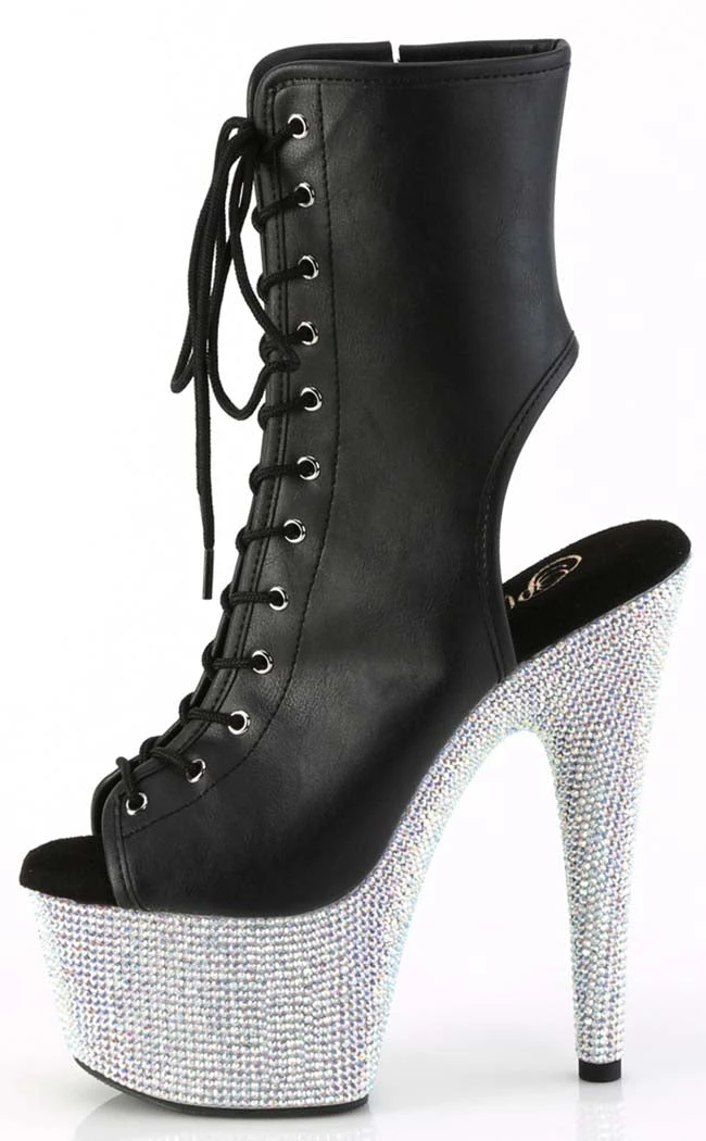 Pleaser Pole Shoes BEJEWELED-1016-7 Black Matte/Silver Rhinestone Boots 5 Pleaser Pole Shoes BEJEWELED-1016-7 Black Matte/Silver Rhinestone Boots