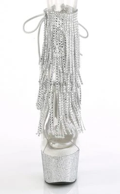 Pleaser BEJEWELED-1017RSF-7 Clear/Silver Rhinestone Boots
