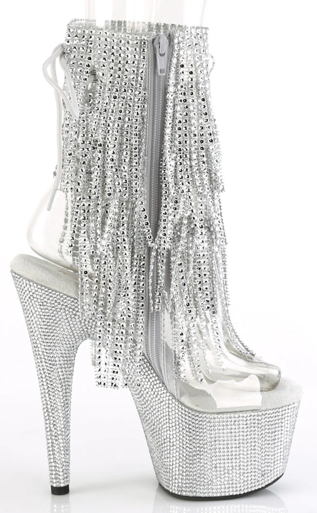 Pleaser BEJEWELED-1017RSF-7 Clear/Silver Rhinestone Boots 7 Pleaser BEJEWELED-1017RSF-7 Clear/Silver Rhinestone Boots