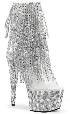 Pleaser BEJEWELED-1017RSF-7 Clear/Silver Rhinestone Boots