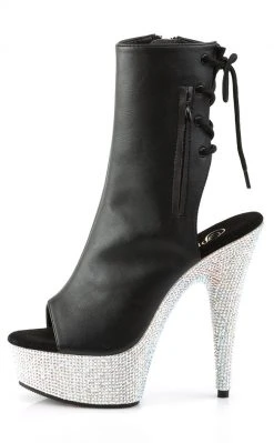 Pleaser BEJEWELED-1018DM-6 Black Faux Leather Ankle Boots Pole Shoes