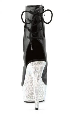 Pleaser BEJEWELED-1018DM-6 Black Faux Leather Ankle Boots Pole Shoes