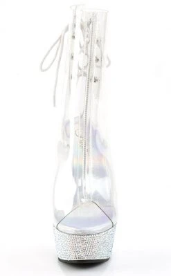 Pleaser BEJEWELED-1018DM-6 Silver Rhinestone Ankle Boots Pole Shoes
