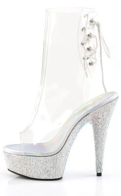 Pleaser BEJEWELED-1018DM-6 Silver Rhinestone Ankle Boots Pole Shoes