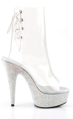 Pleaser BEJEWELED-1018DM-6 Silver Rhinestone Ankle Boots Pole Shoes