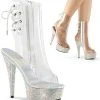 Pleaser BEJEWELED-1018DM-6 Silver Rhinestone Ankle Boots Pole Shoes