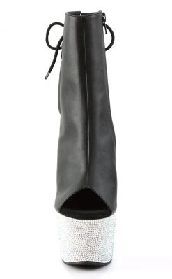 Pleaser BEJEWELED-1018DM-7 Black Faux Leather Ankle Boots