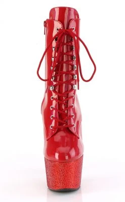 Pleaser Pole Shoes BEJEWELED-1020-7 Red Holo Rhinestone Boots