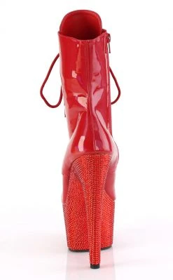 Pleaser Pole Shoes BEJEWELED-1020-7 Red Holo Rhinestone Boots
