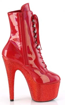 Pleaser Pole Shoes BEJEWELED-1020-7 Red Holo Rhinestone Boots