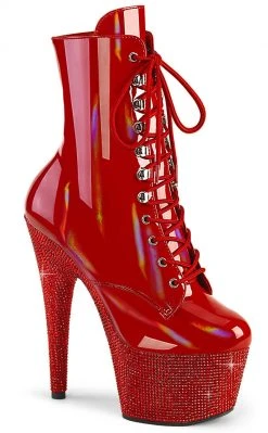 Pleaser Pole Shoes BEJEWELED-1020-7 Red Holo Rhinestone Boots