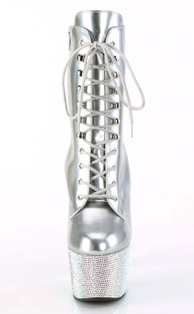Pleaser BEJEWELED-1020-7 Silver Holo Rhinestone Boots 4 Pleaser BEJEWELED-1020-7 Silver Holo Rhinestone Boots