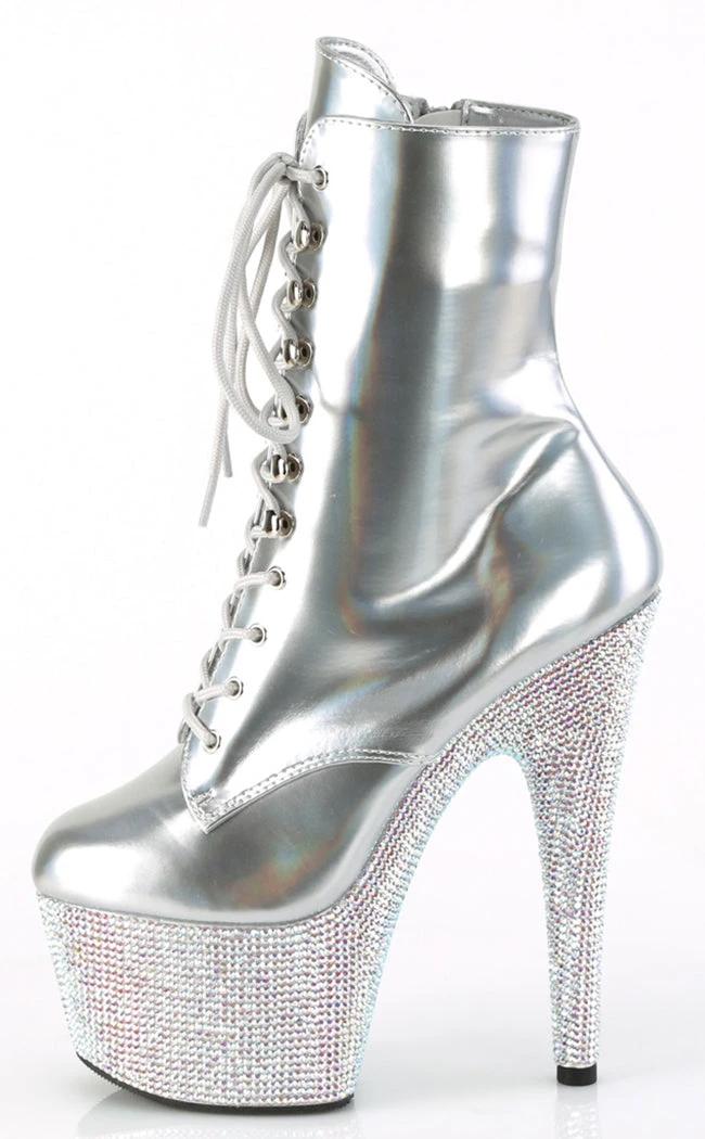 Pleaser BEJEWELED-1020-7 Silver Holo Rhinestone Boots 5 Pleaser BEJEWELED-1020-7 Silver Holo Rhinestone Boots