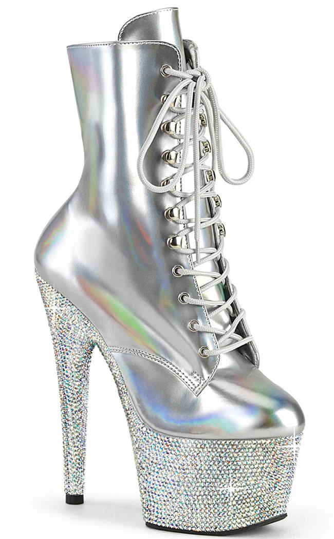 Pleaser BEJEWELED-1020-7 Silver Holo Rhinestone Boots 3 Pleaser BEJEWELED-1020-7 Silver Holo Rhinestone Boots