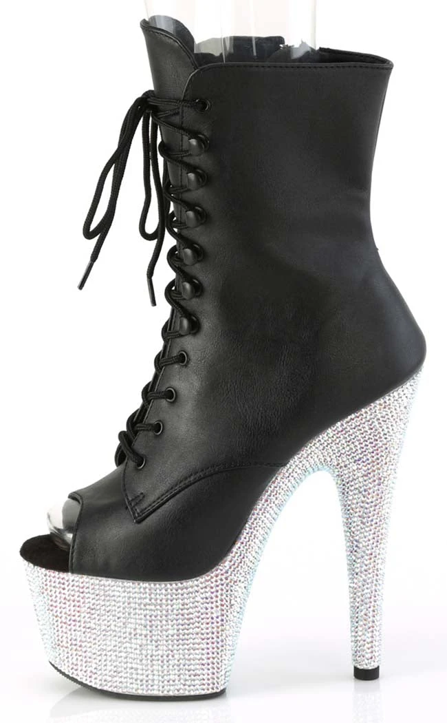Pleaser BEJEWELED-1021-7 Black Matte/Silver Rhinestone Boots Pole Shoes 5 Pleaser BEJEWELED-1021-7 Black Matte/Silver Rhinestone Boots Pole Shoes
