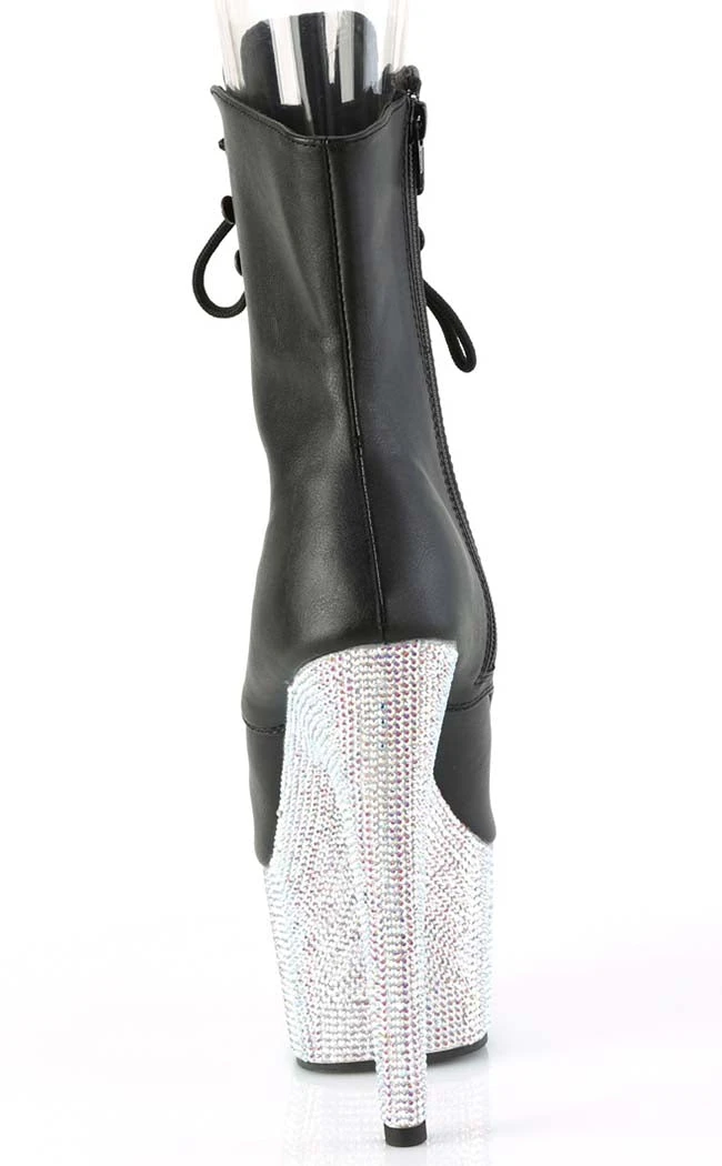 Pleaser BEJEWELED-1021-7 Black Matte/Silver Rhinestone Boots Pole Shoes 6 Pleaser BEJEWELED-1021-7 Black Matte/Silver Rhinestone Boots Pole Shoes