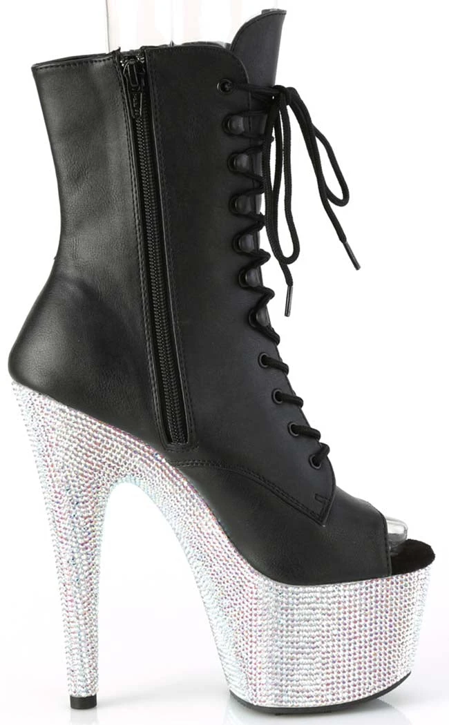 Pleaser BEJEWELED-1021-7 Black Matte/Silver Rhinestone Boots Pole Shoes 7 Pleaser BEJEWELED-1021-7 Black Matte/Silver Rhinestone Boots Pole Shoes
