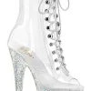 Pleaser BEJEWELED-1021-7 Clear Holo/Silver Rhinestone Boots Pole Shoes