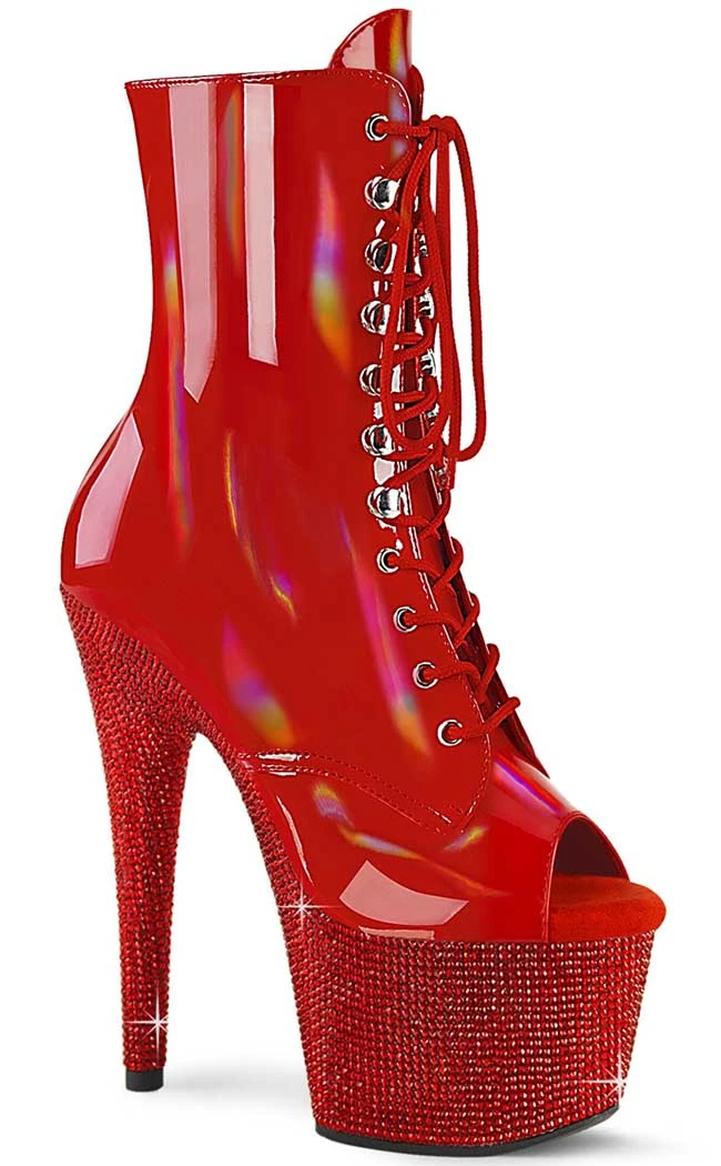 Pleaser Pole Shoes BEJEWELED-1021-7 Red Holo Patent Rhinestone Boots 3 Pleaser Pole Shoes BEJEWELED-1021-7 Red Holo Patent Rhinestone Boots