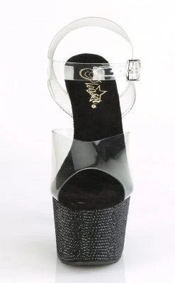 Pleaser BEJEWELED-708DM Black Rhinestone Heels Pole Shoes
