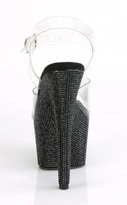 Pleaser BEJEWELED-708DM Black Rhinestone Heels Pole Shoes