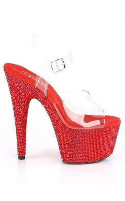 Pleaser BEJEWELED-708DM Red Rhinestone Heels