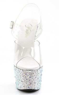 Pleaser BEJEWELED-708MS Clr/Slv Multi RS Heels Pole Shoes