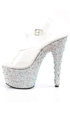 Pleaser BEJEWELED-708MS Clr/Slv Multi RS Heels Pole Shoes