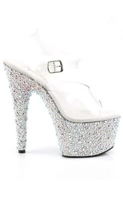 Pleaser BEJEWELED-708MS Clr/Slv Multi RS Heels Pole Shoes