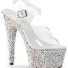 Pleaser BEJEWELED-708MS Clr/Slv Multi RS Heels Pole Shoes