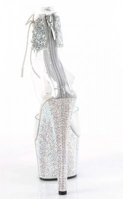 Pleaser BEJEWELED-724RS-02 Clear/Silver Rhinestone Cuff Heels