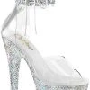 Pleaser BEJEWELED-724RS-02 Clear/Silver Rhinestone Cuff Heels