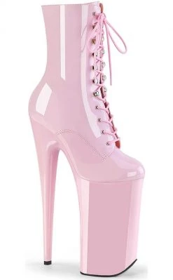 Pleaser Pole Shoes BEYOND-1020 Baby Pink Patent Ankle Boots