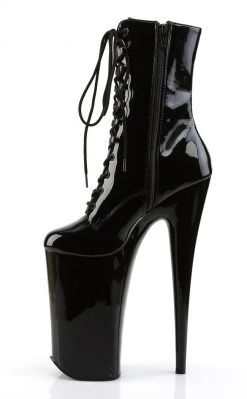 Pleaser BEYOND-1020 Black Patent Ankle Boots Pole Shoes