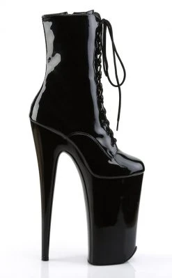 Pleaser BEYOND-1020 Black Patent Ankle Boots Pole Shoes